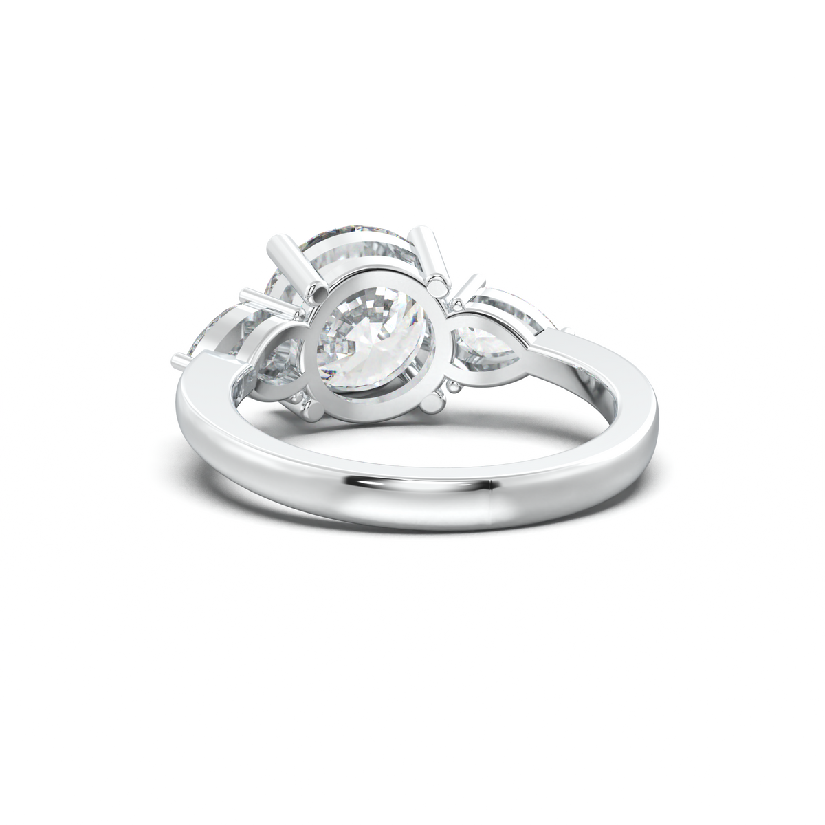 Round Pear Three-Stone Engagement Ring