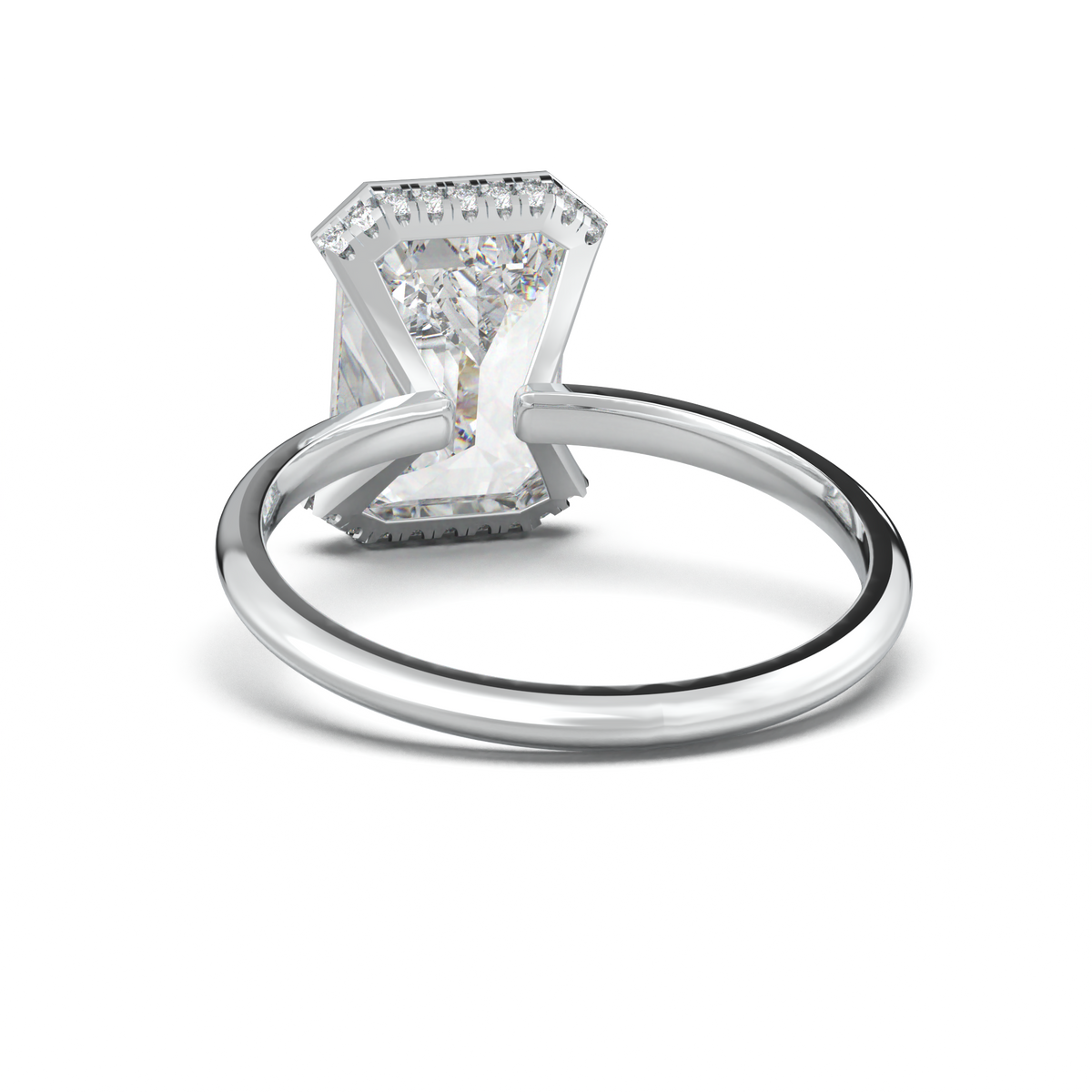 Emerald Hidden Halo Engagement Ring