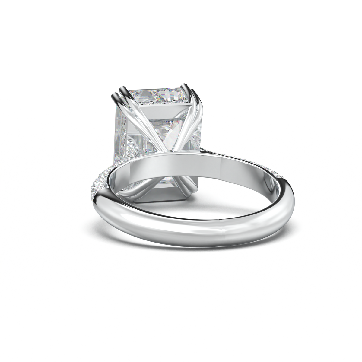 Emerald Double Pavé Engagement Ring