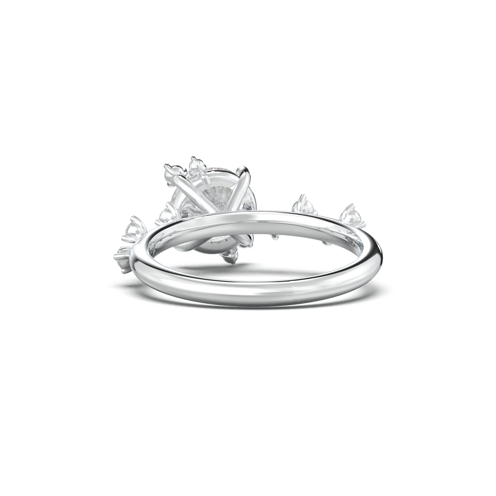 Round Botanical Accent Engagement Ring