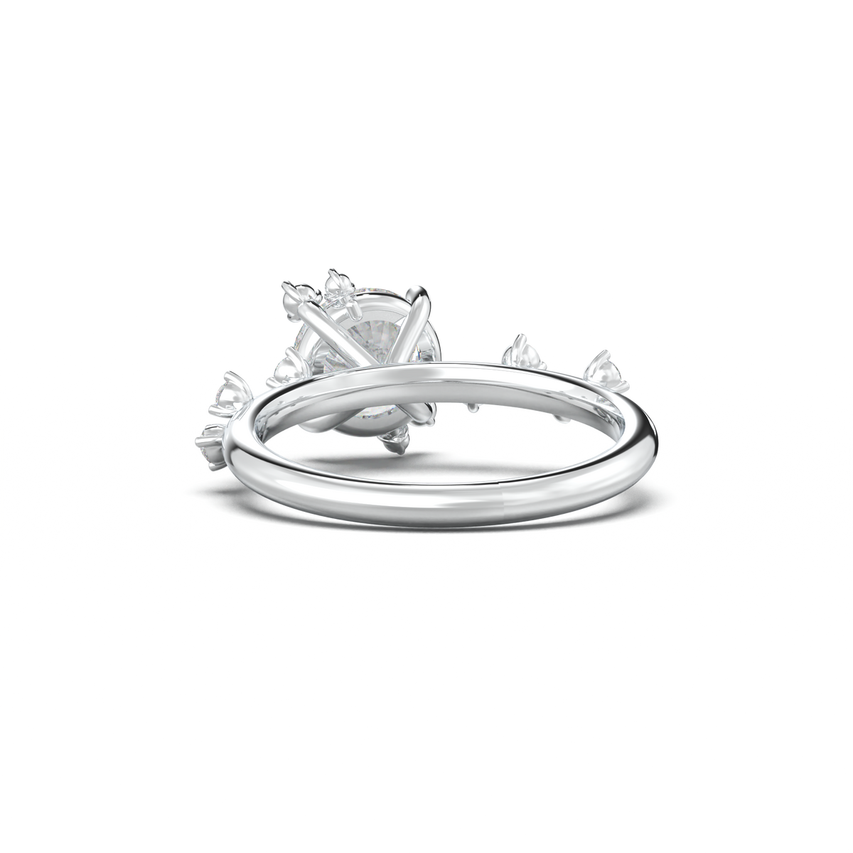 Round Botanical Accent Engagement Ring