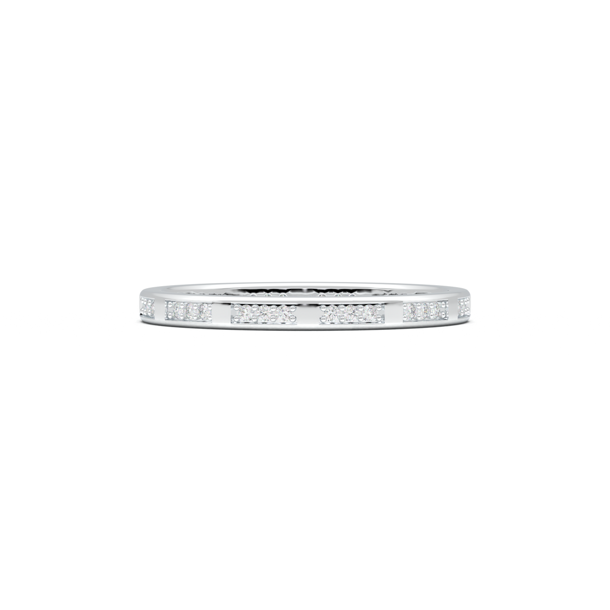 Geometric Round Diamond Wedding Band