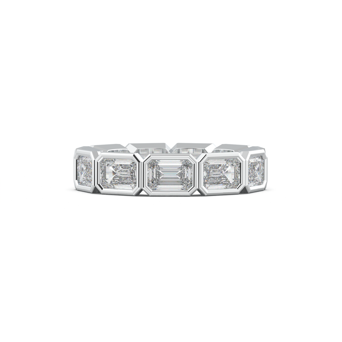Emerald-Cut Bezel-Style Eternity Wedding Band