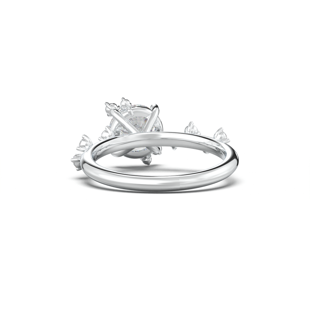 Round Botanical Accent Engagement Ring