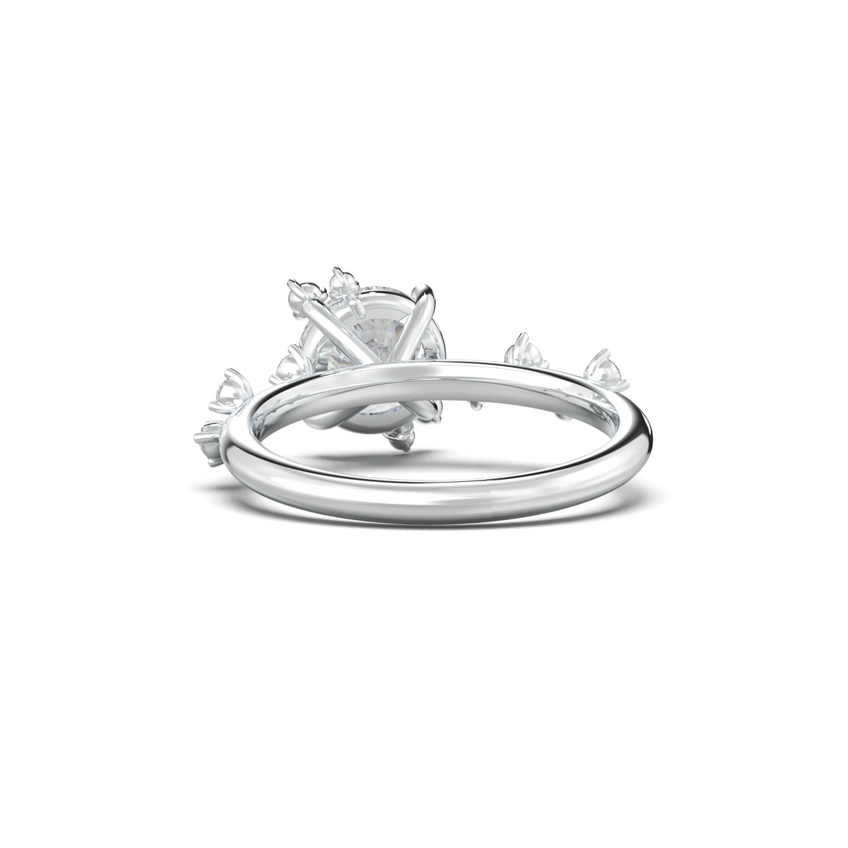 Round Botanical Accent Engagement Ring