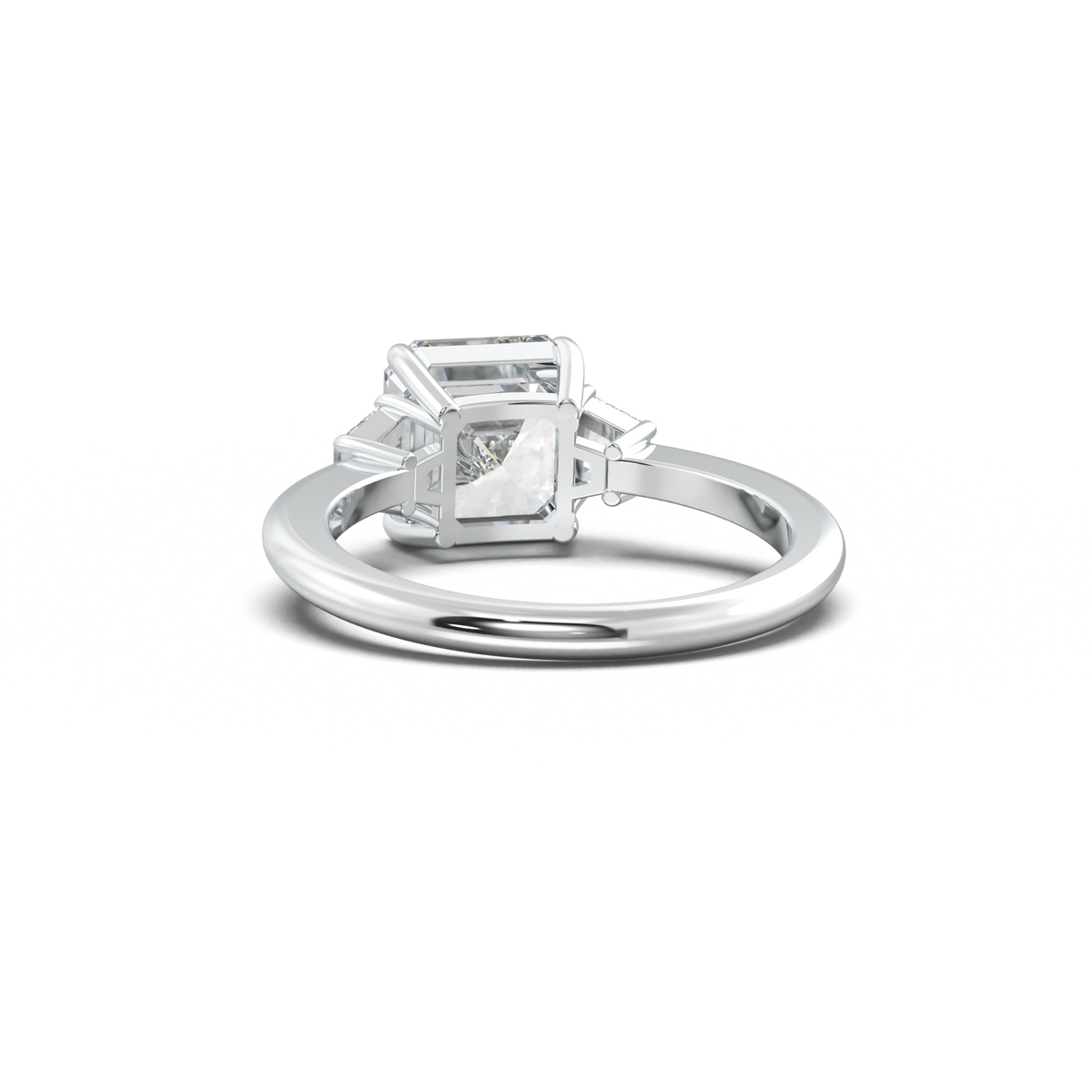 Asscher Baguette Three-Stone Engagement Ring