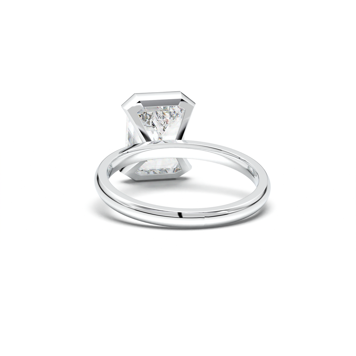 Emerald Cut Half-Bezel Engagement Ring