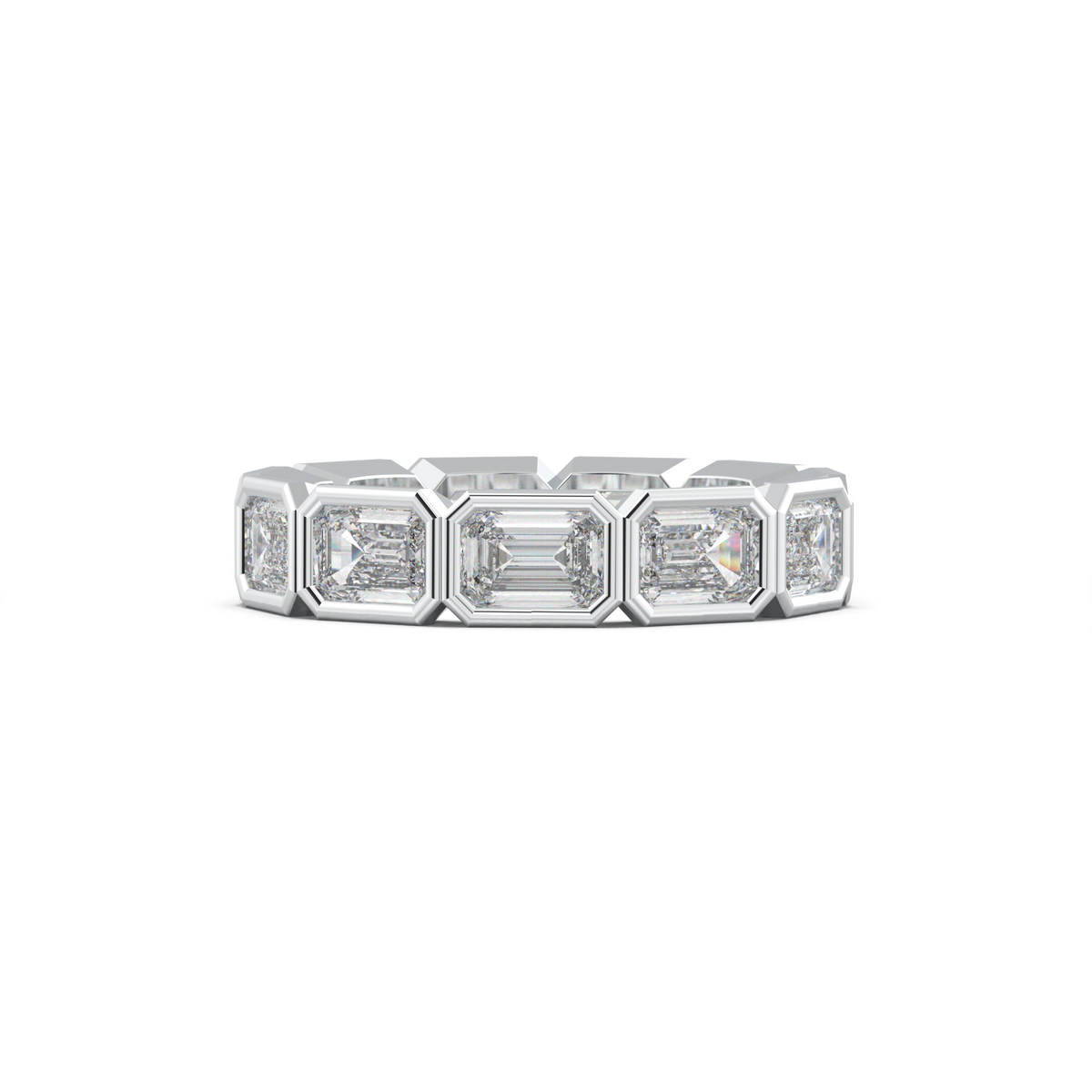 Emerald-Cut Bezel-Style Eternity Wedding Band