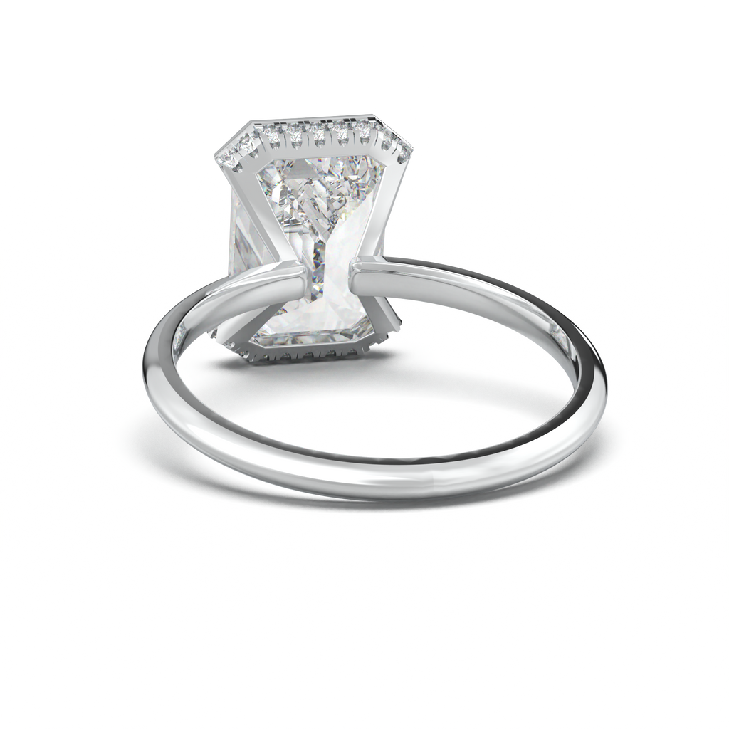 Emerald Hidden Halo Engagement Ring