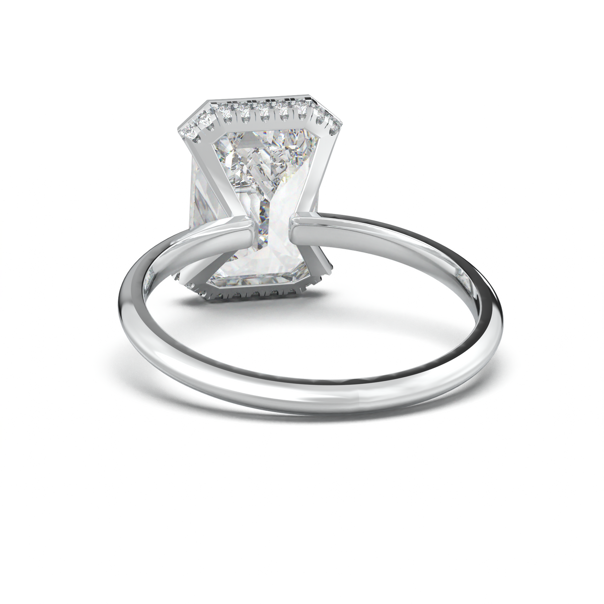 Emerald Hidden Halo Engagement Ring
