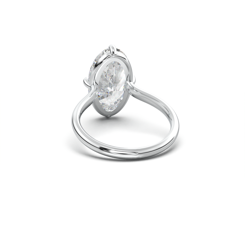 Elongated Moval Solitaire Engagement Ring