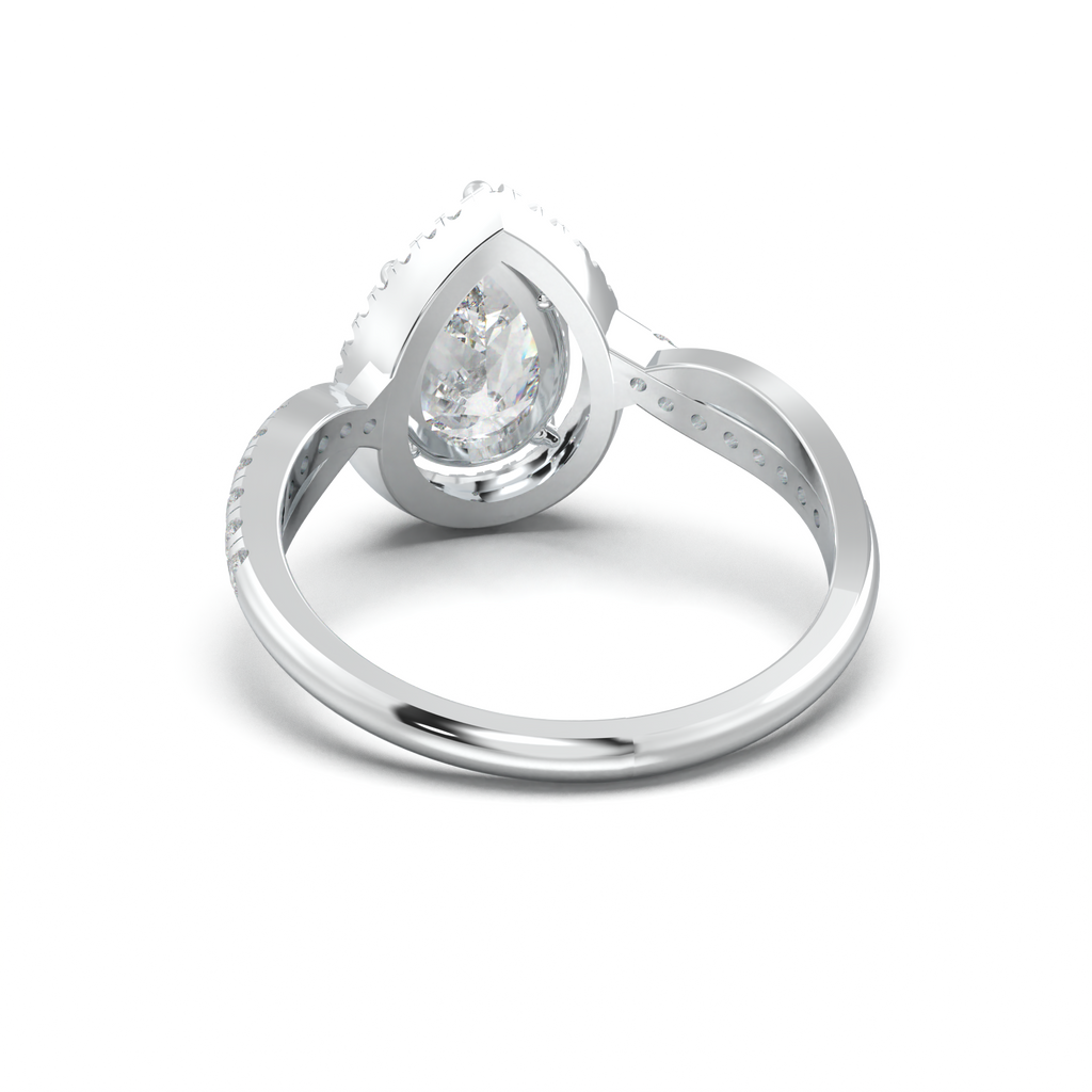 Pear Halo Twisted Pavé Engagement Ring