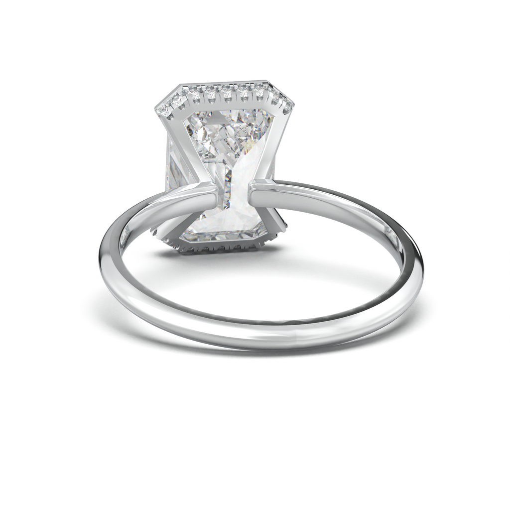 Emerald Hidden Halo Engagement Ring