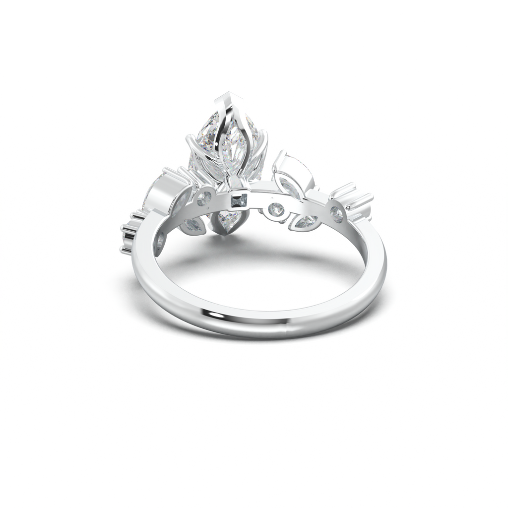 Marquise Mixed Side-Stone Engagement Ring
