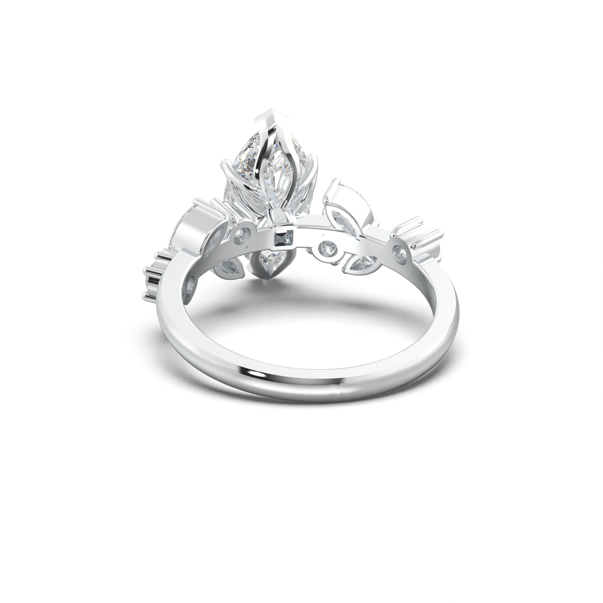 Marquise Mixed Side-Stone Engagement Ring