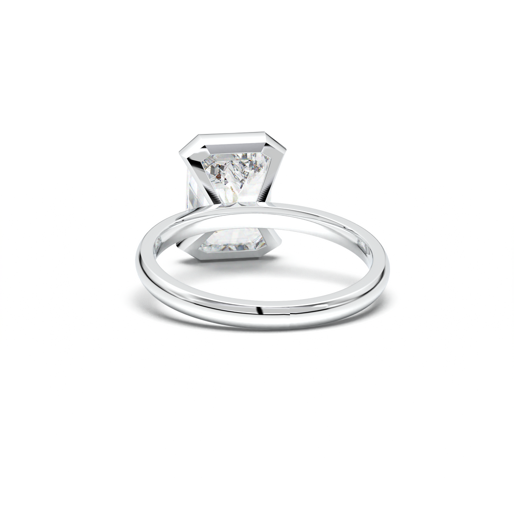Emerald Cut Half-Bezel Engagement Ring