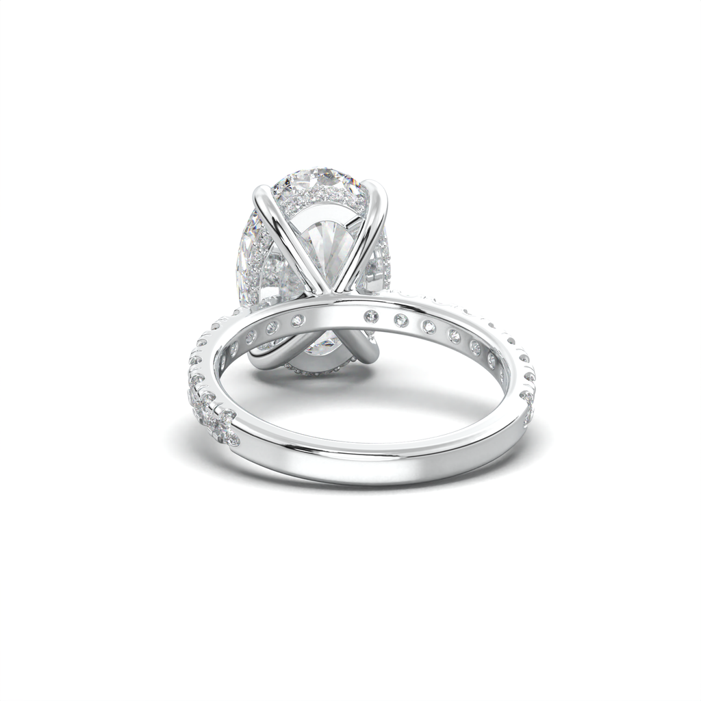 Cushion Hidden Halo Pavé Engagement Ring