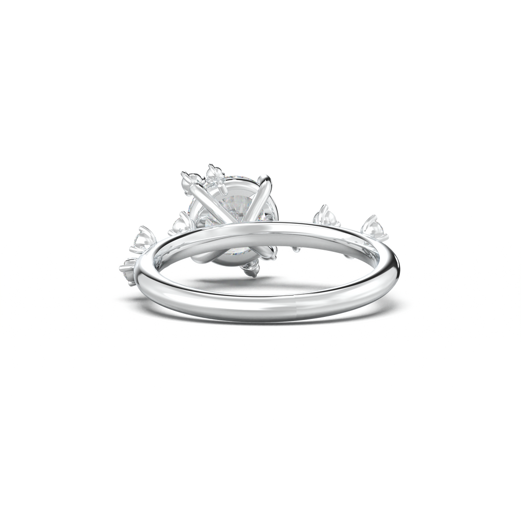 Round Botanical Accent Engagement Ring