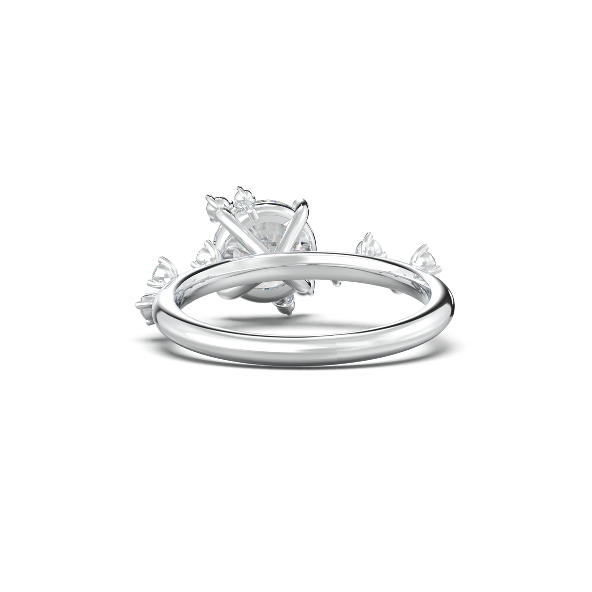 Round Botanical Accent Engagement Ring