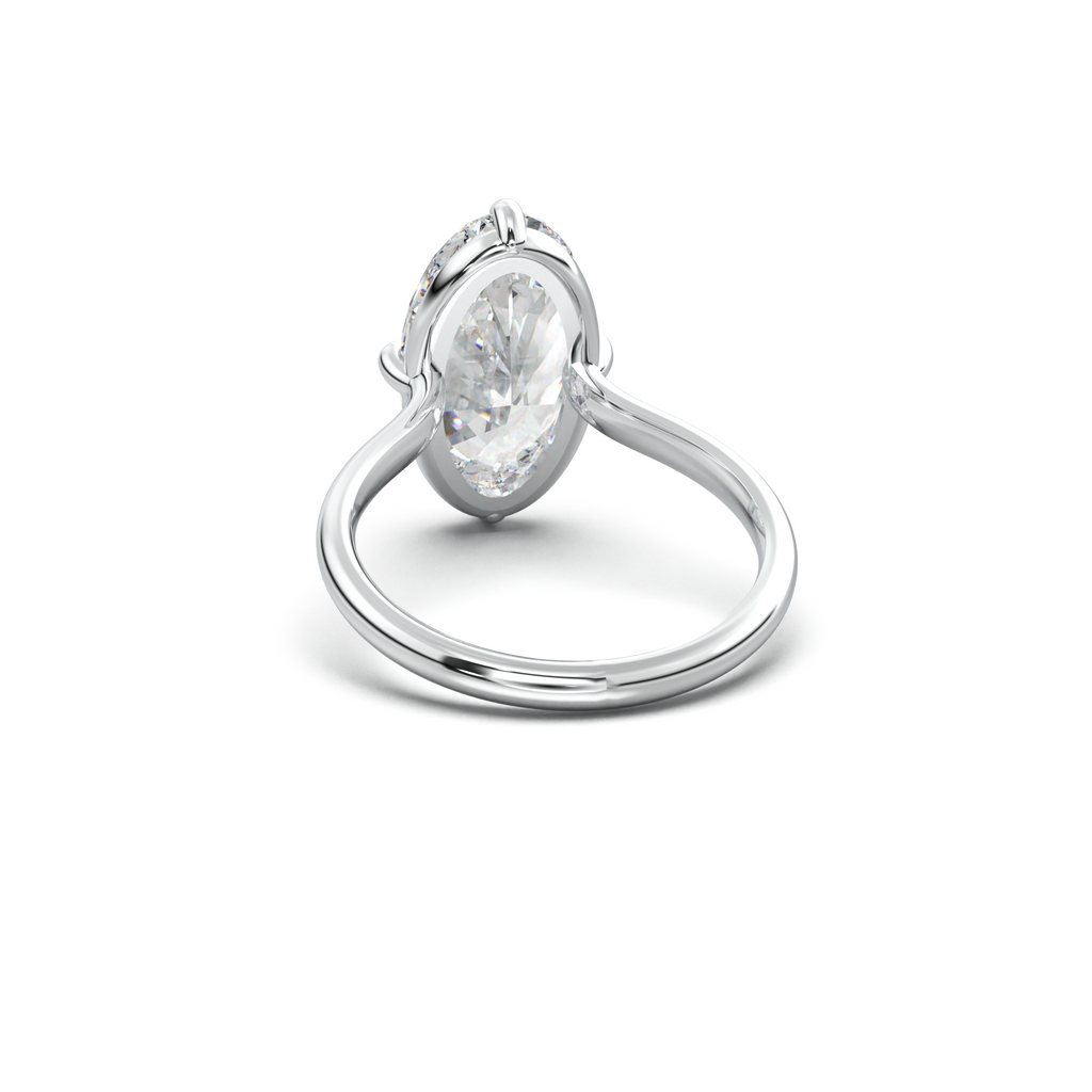 Elongated Moval Solitaire Engagement Ring