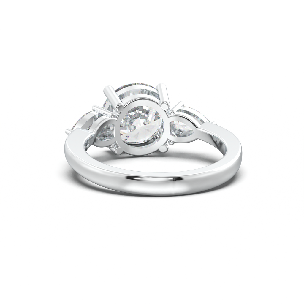 Round Pear Three-Stone Engagement Ring