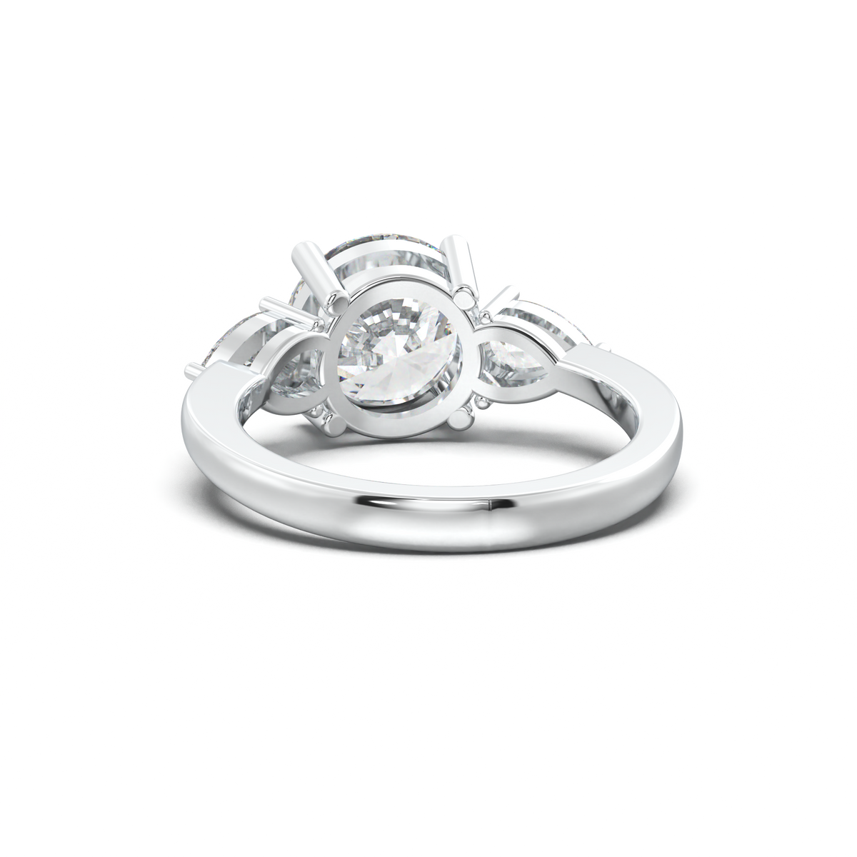 Round Pear Three-Stone Engagement Ring