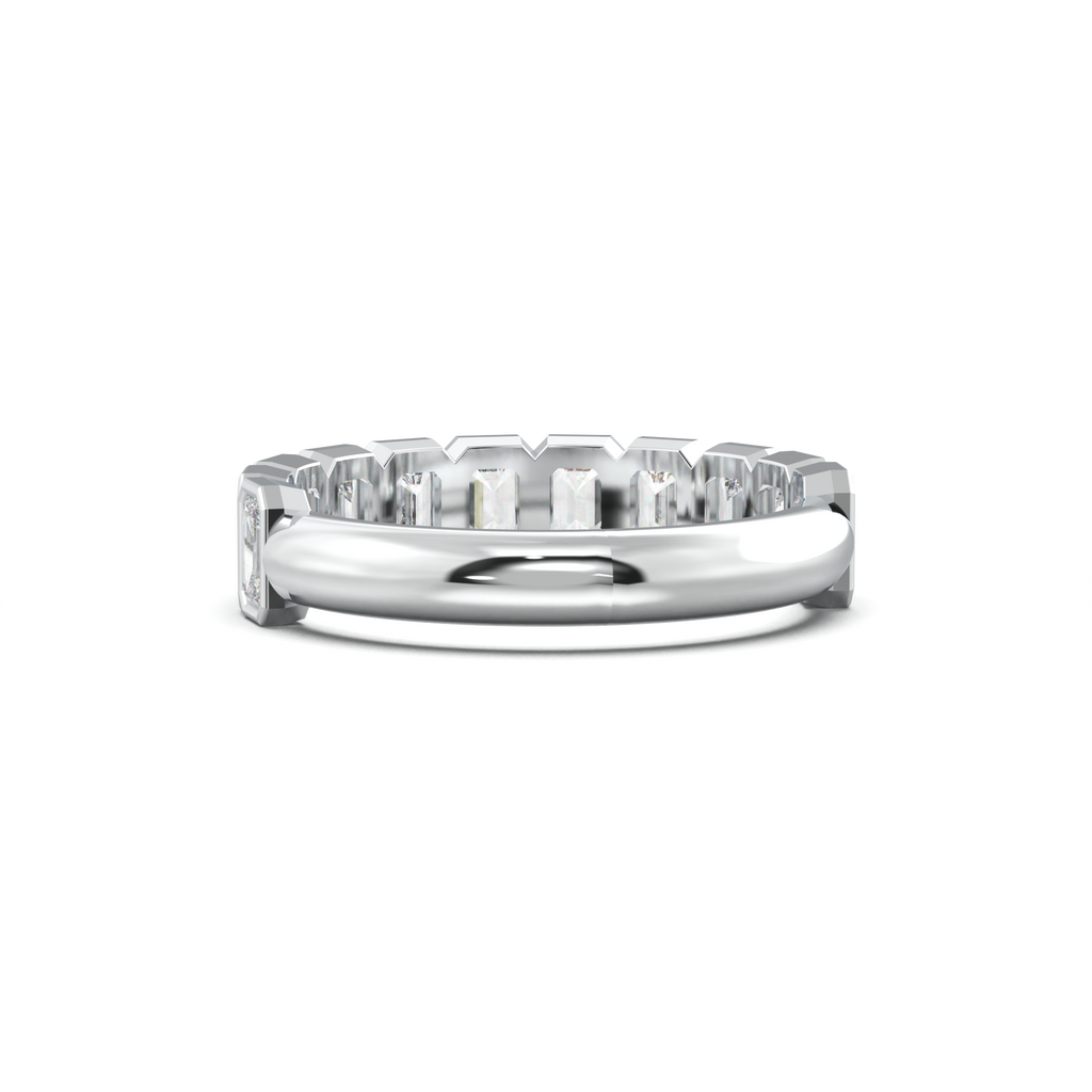 Emerald Bezel Half-Eternity Wedding Band