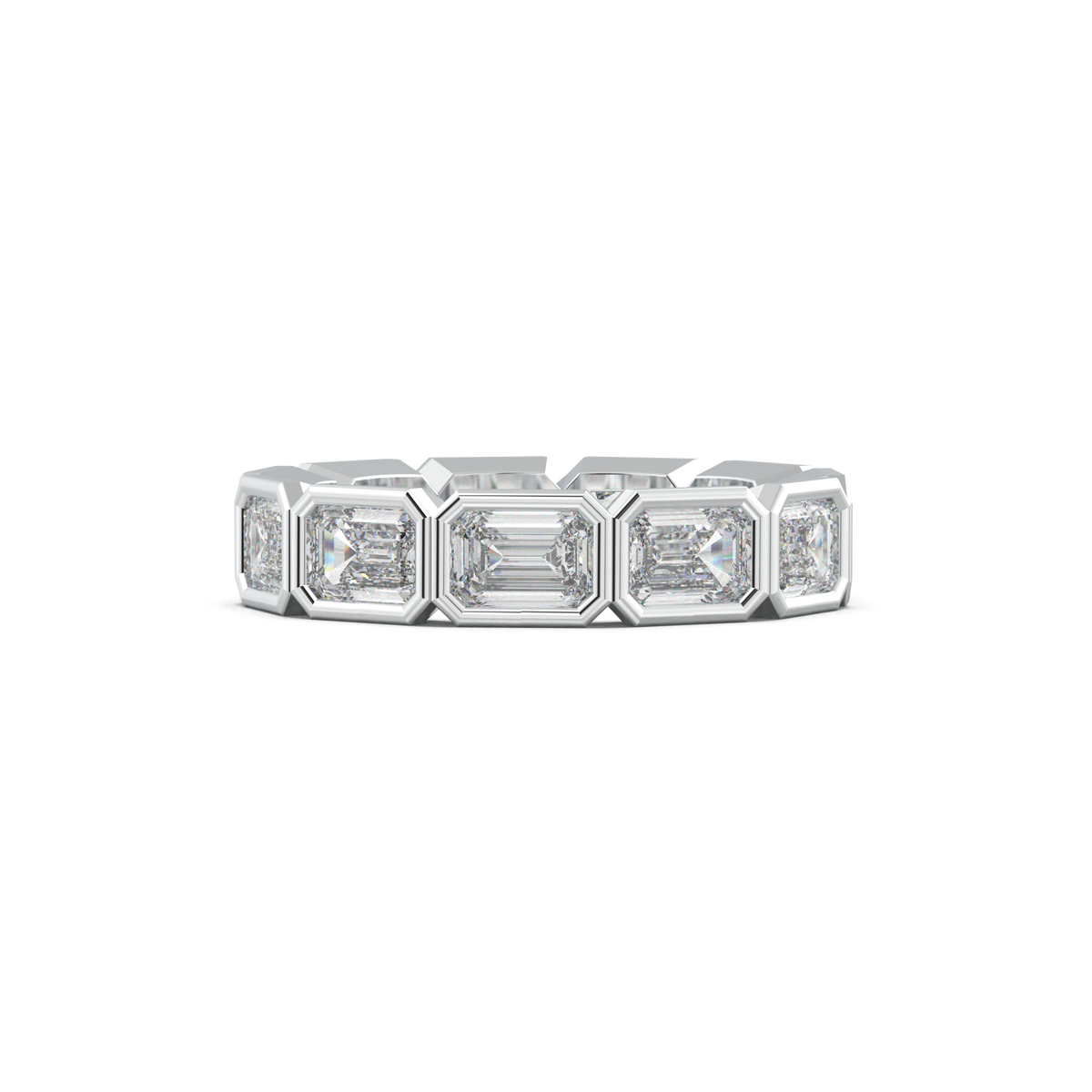 Emerald-Cut Bezel-Style Eternity Wedding Band