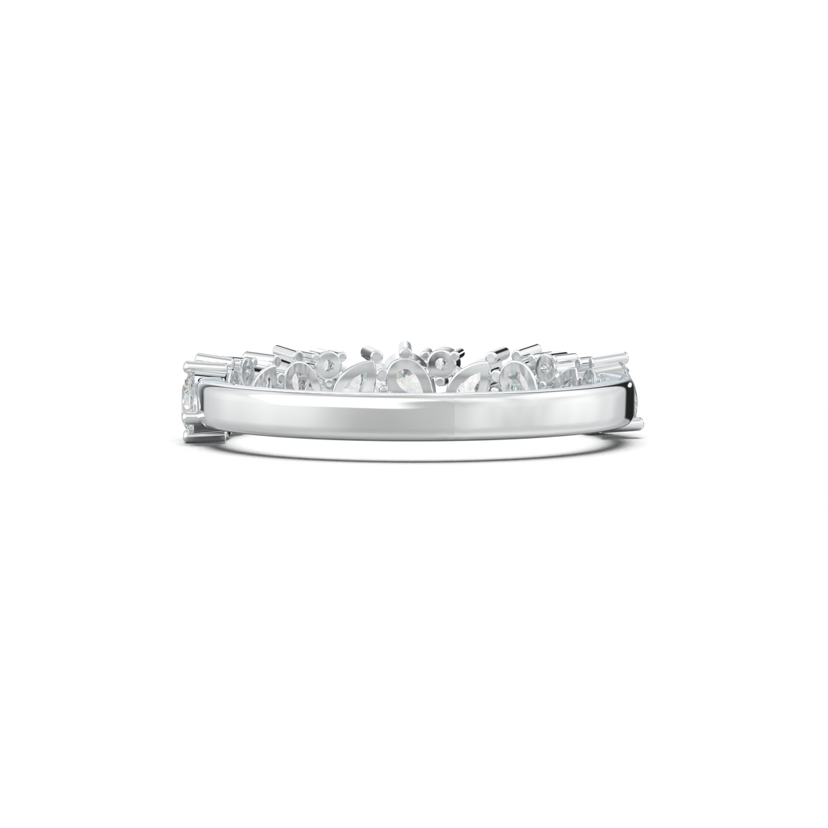 Alternating Pear & Round Half-Eternity Wedding Band