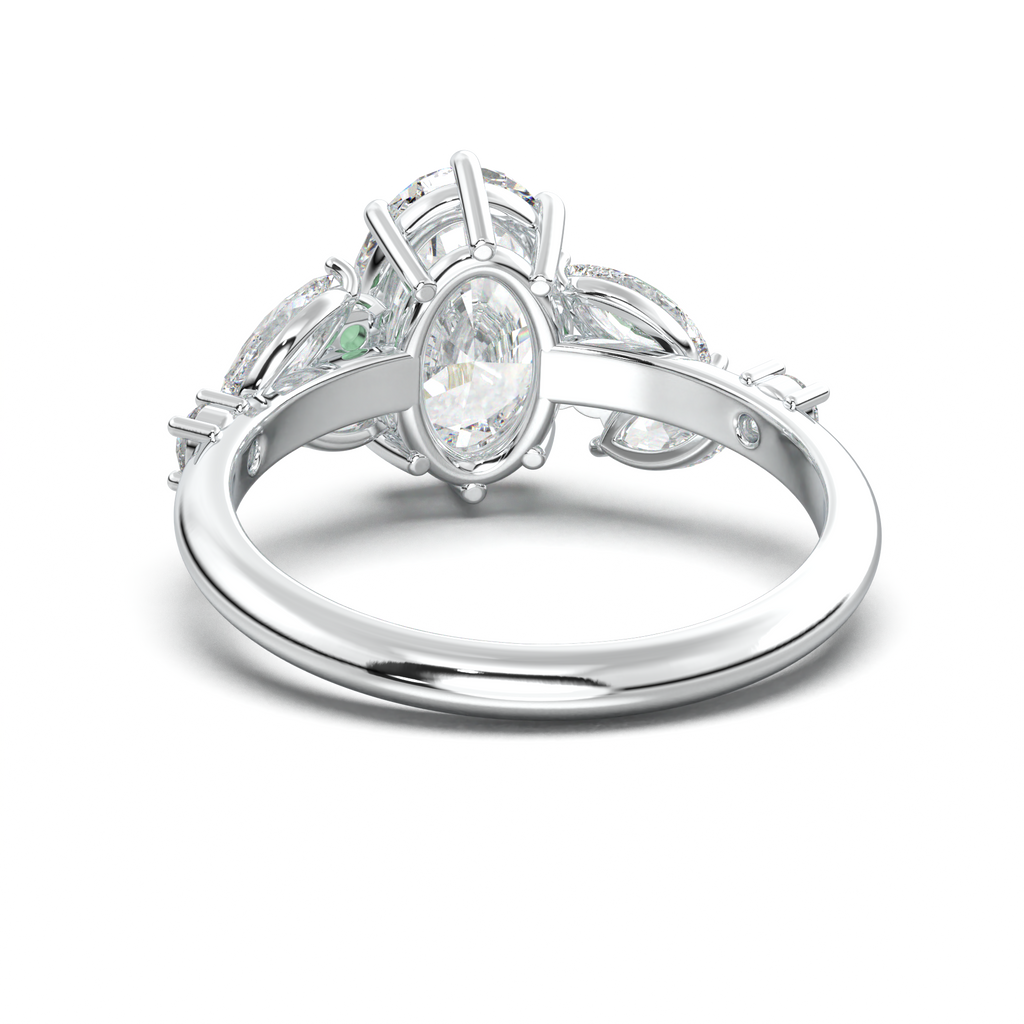 Oval Marquise-Accent Engagement Ring