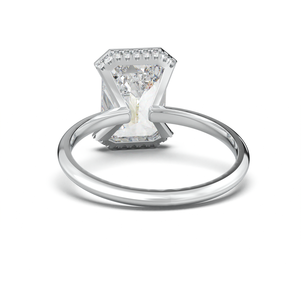 Emerald Hidden Halo Engagement Ring