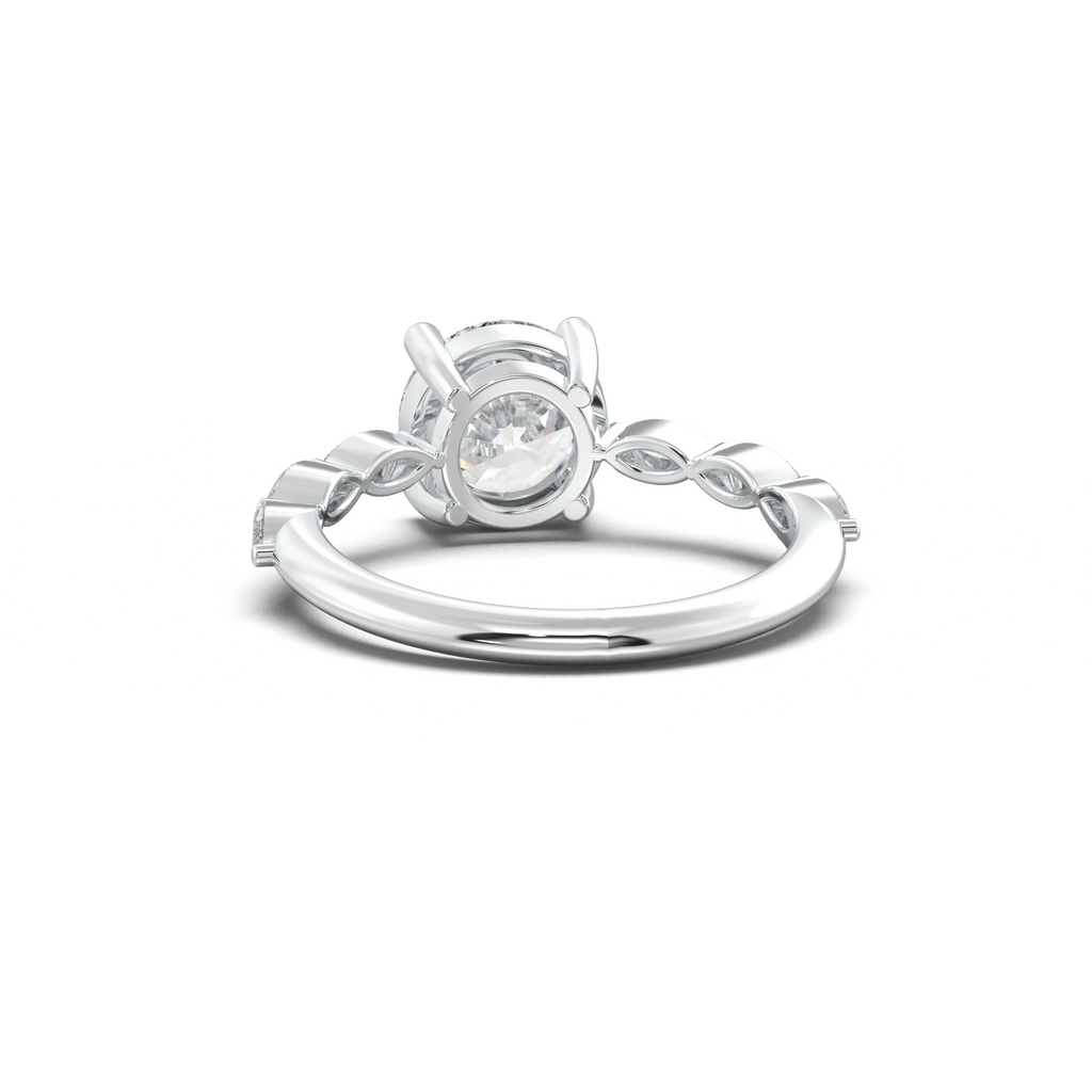 Round Marquise Side-Stone Engagement Ring