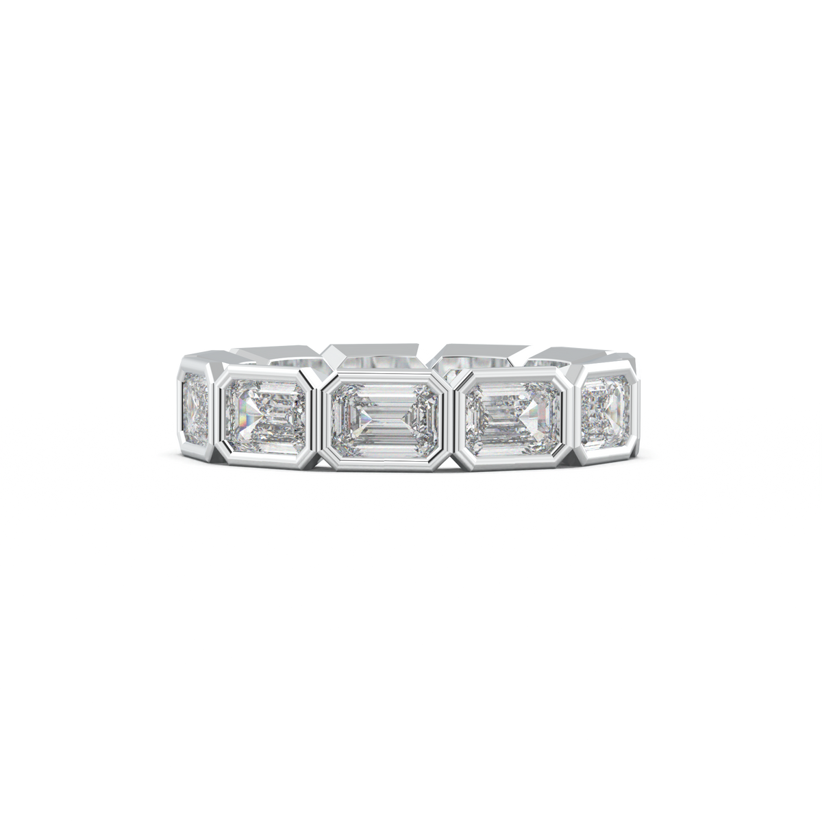 Emerald-Cut Bezel-Style Eternity Wedding Band