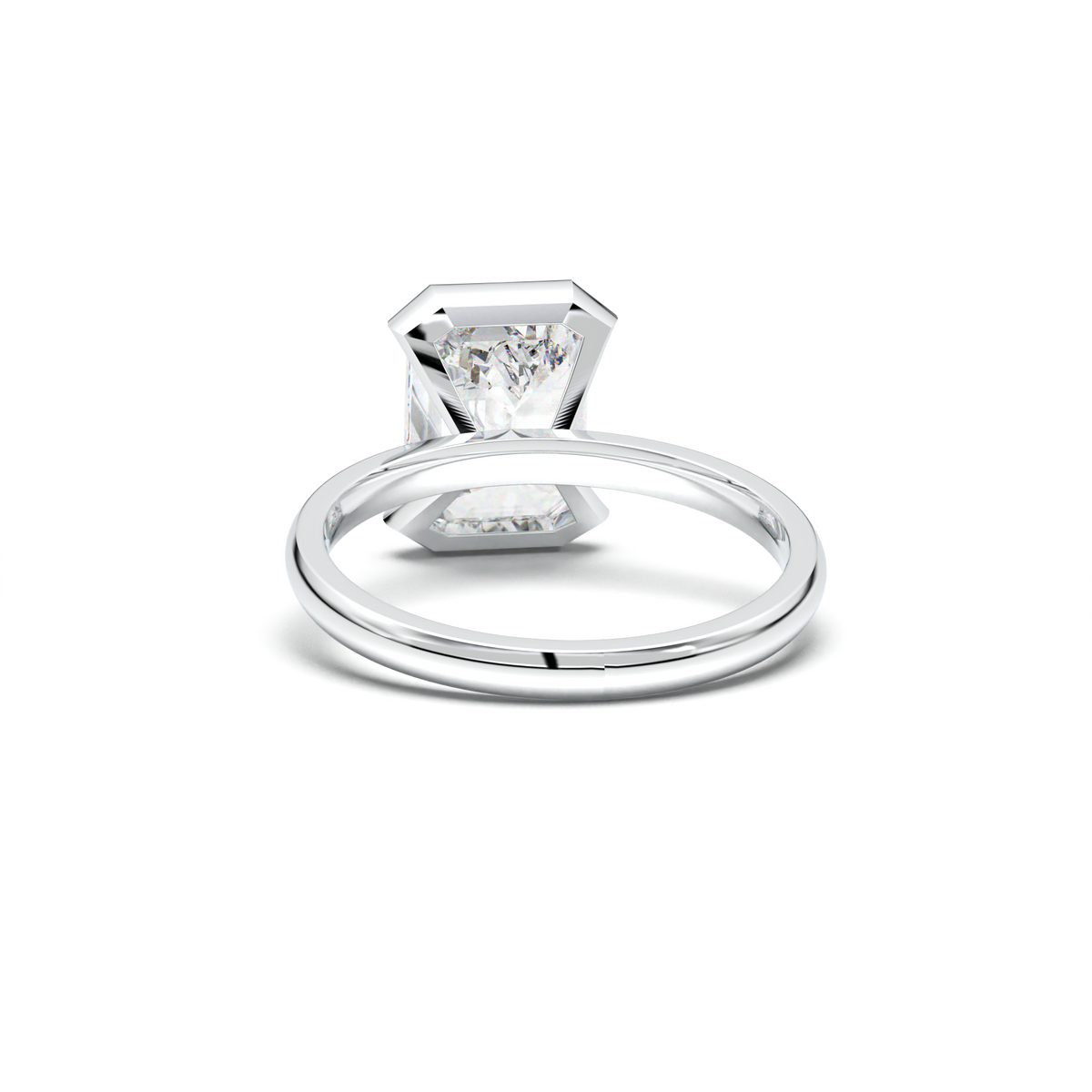 Emerald Cut Half-Bezel Engagement Ring