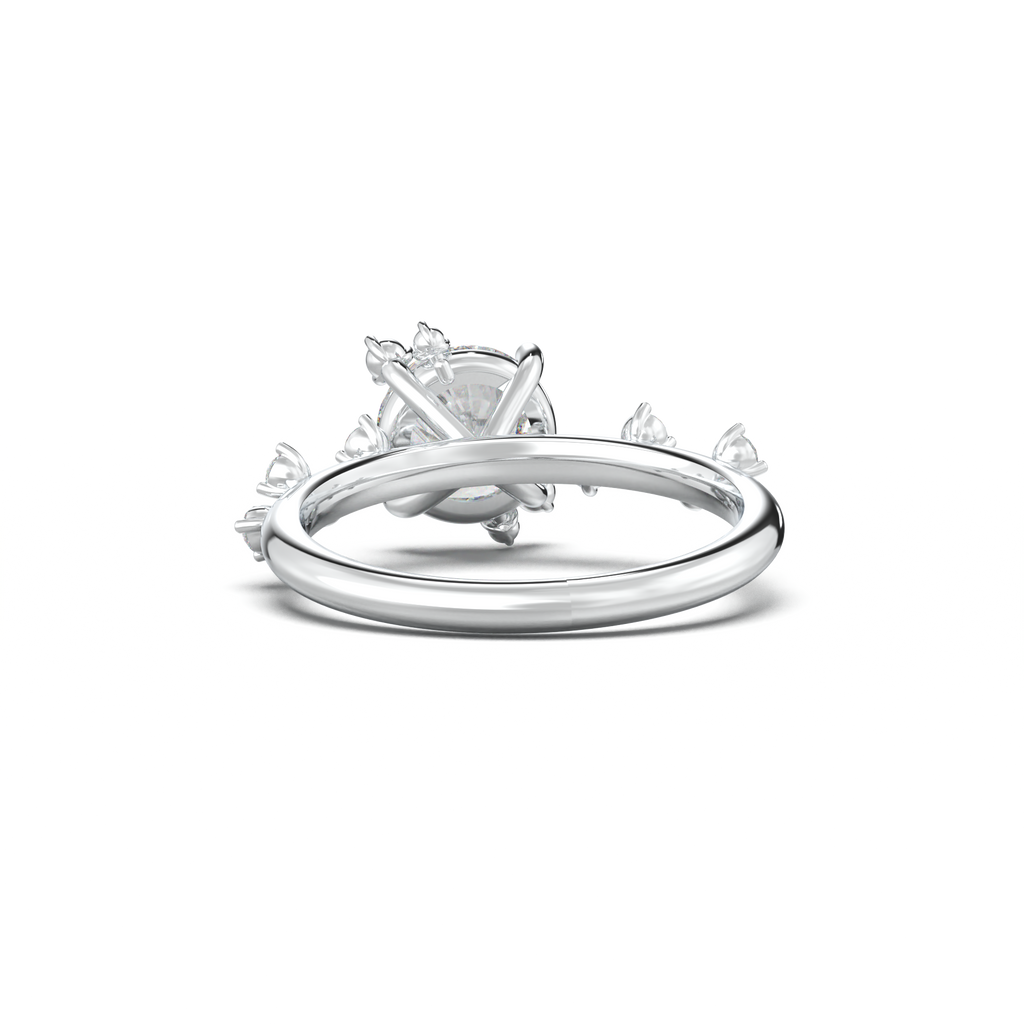 Round Botanical Accent Engagement Ring