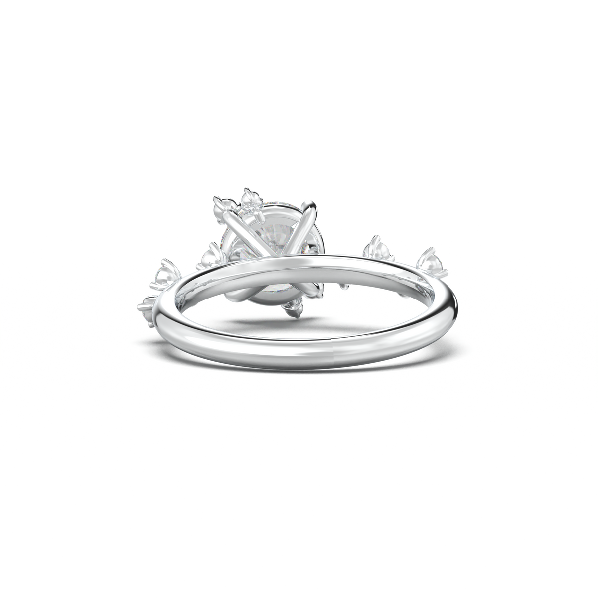 Round Botanical Accent Engagement Ring