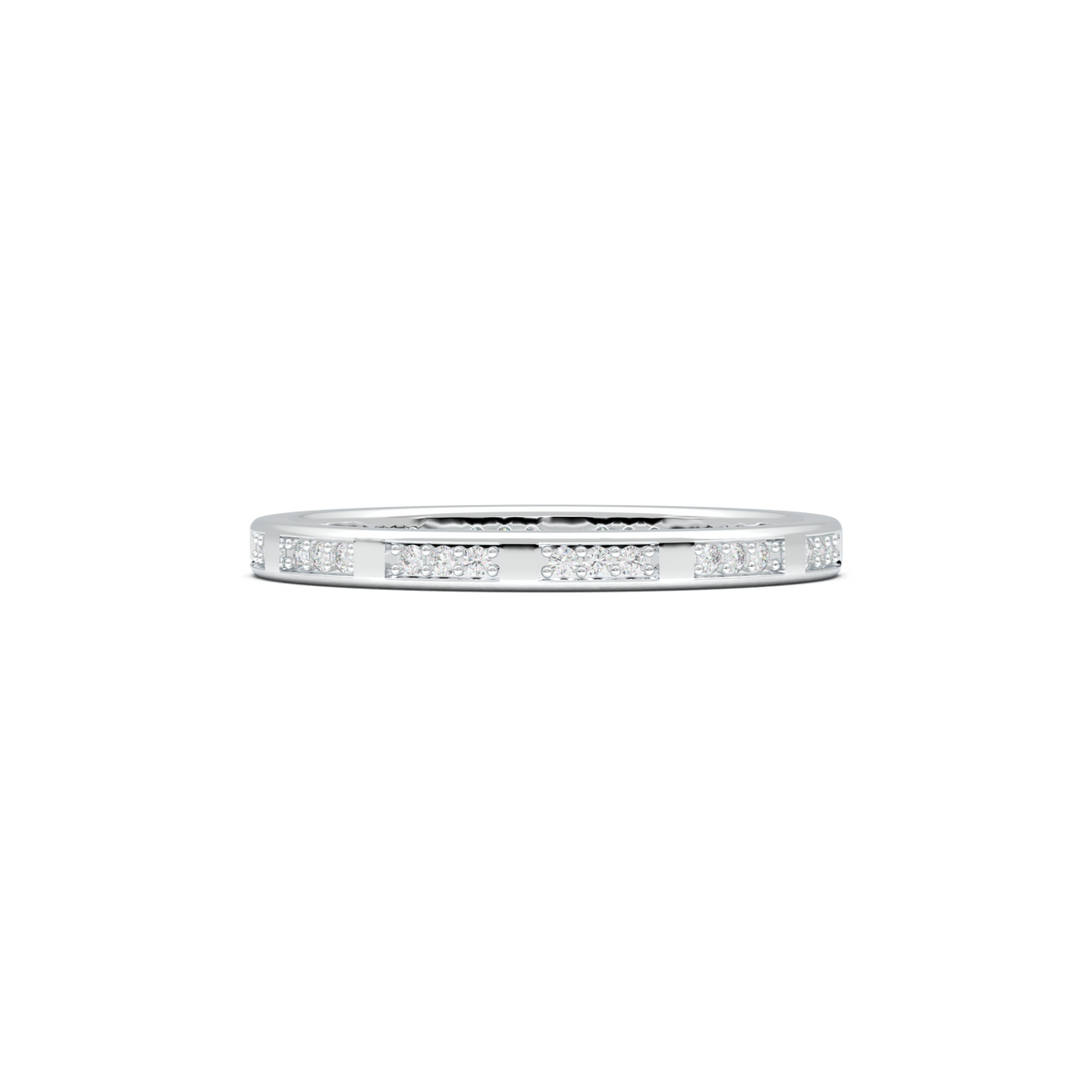 Geometric Round Diamond Wedding Band