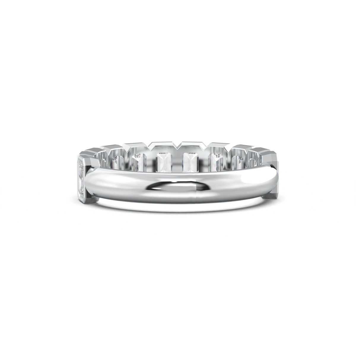 Emerald Bezel Half-Eternity Wedding Band