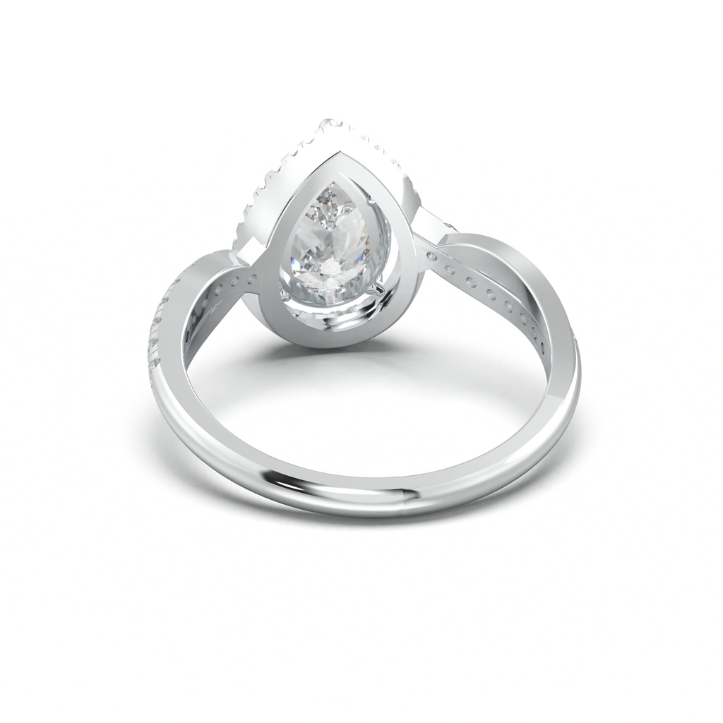Pear Halo Twisted Pavé Engagement Ring
