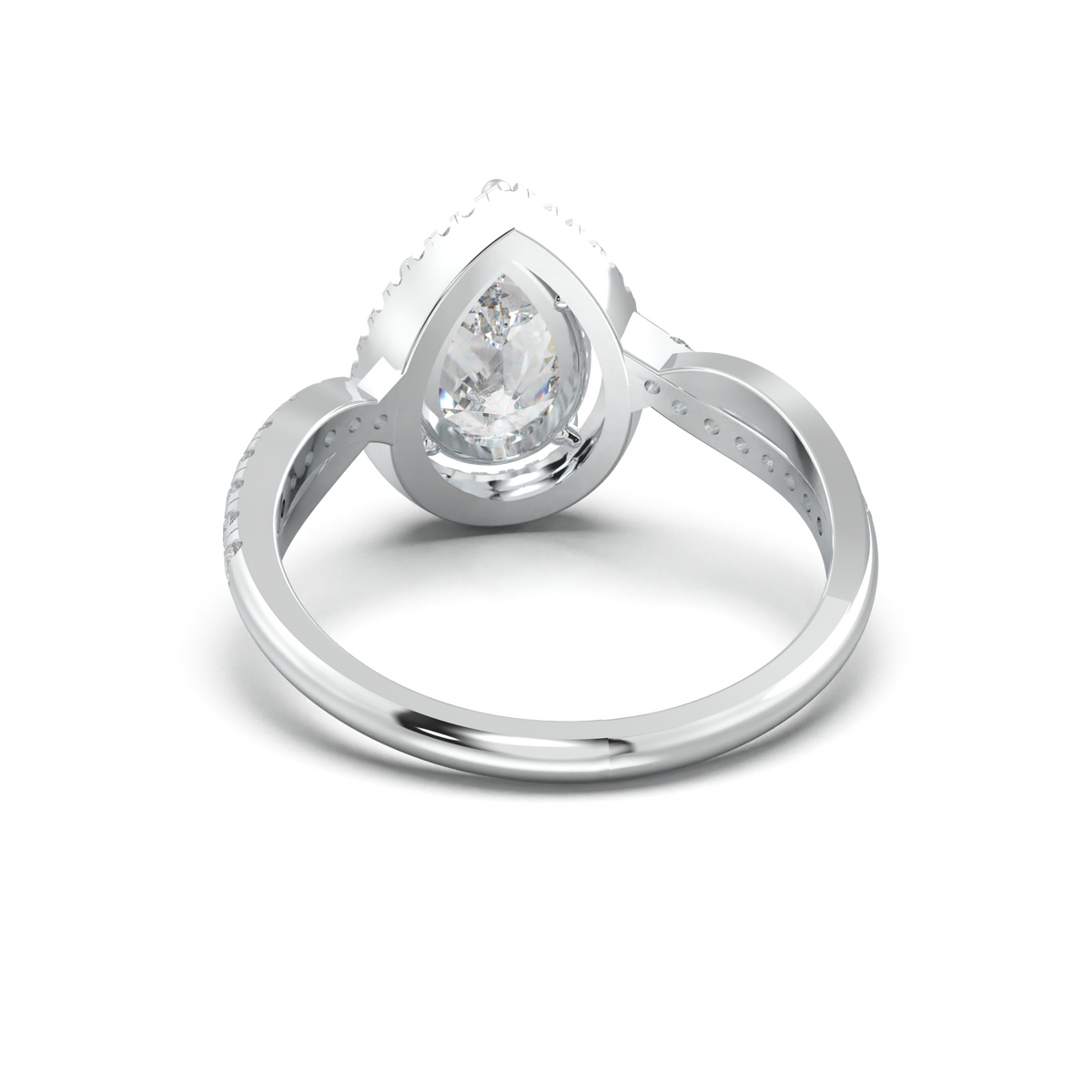 Pear Halo Twisted Pavé Engagement Ring
