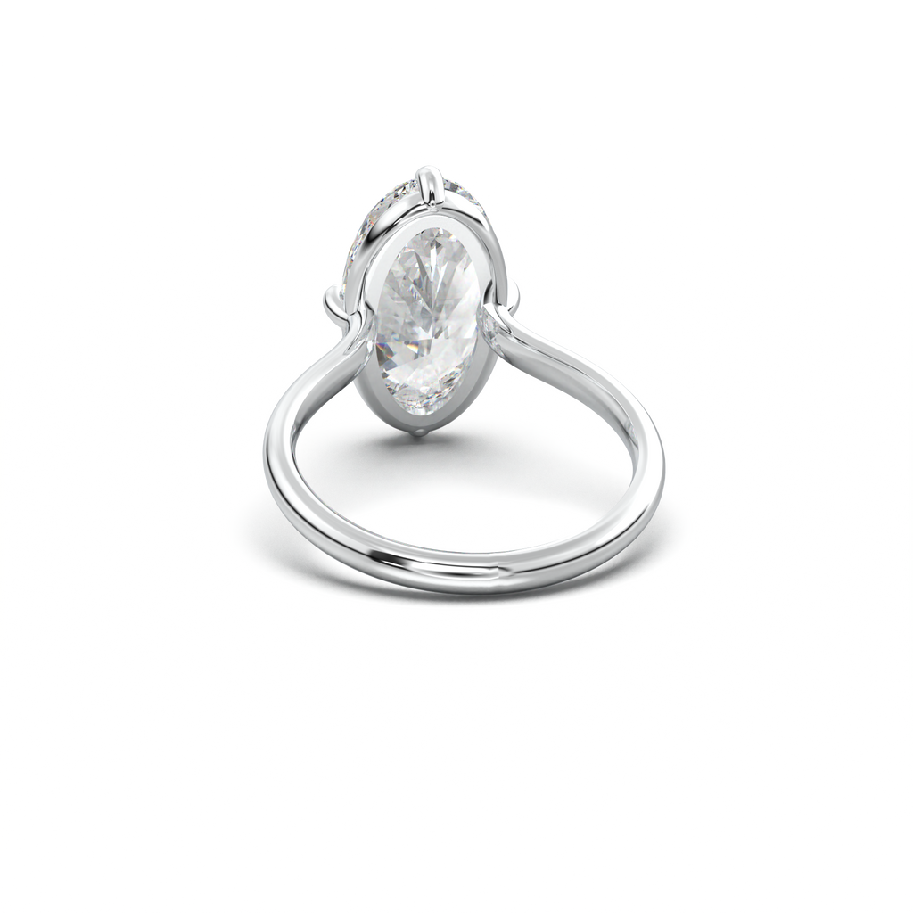 Elongated Moval Solitaire Engagement Ring