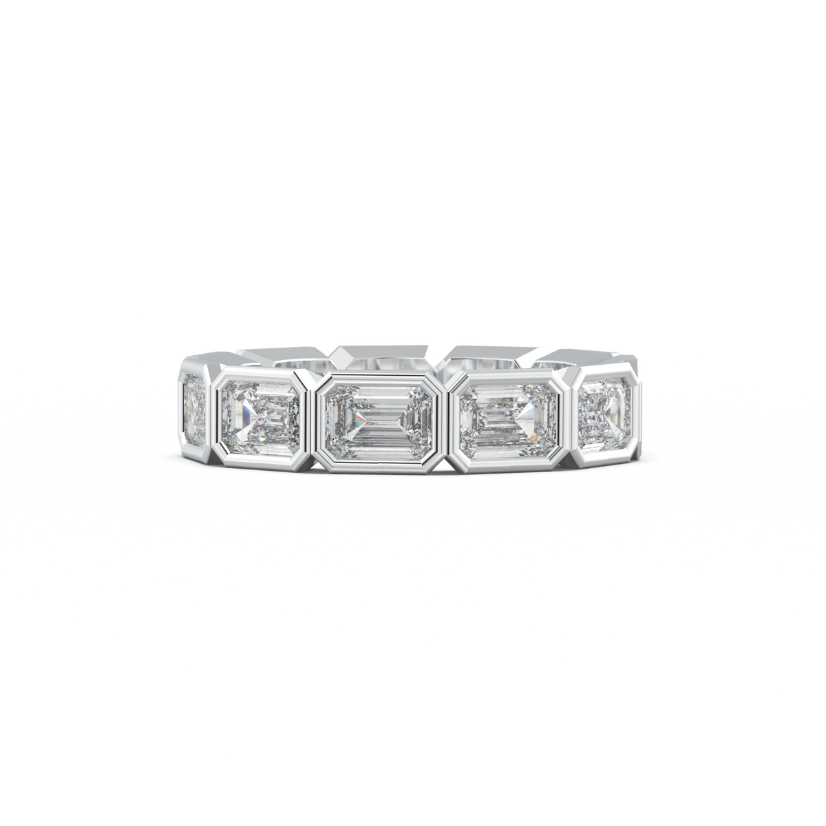 Emerald-Cut Bezel-Style Eternity Wedding Band
