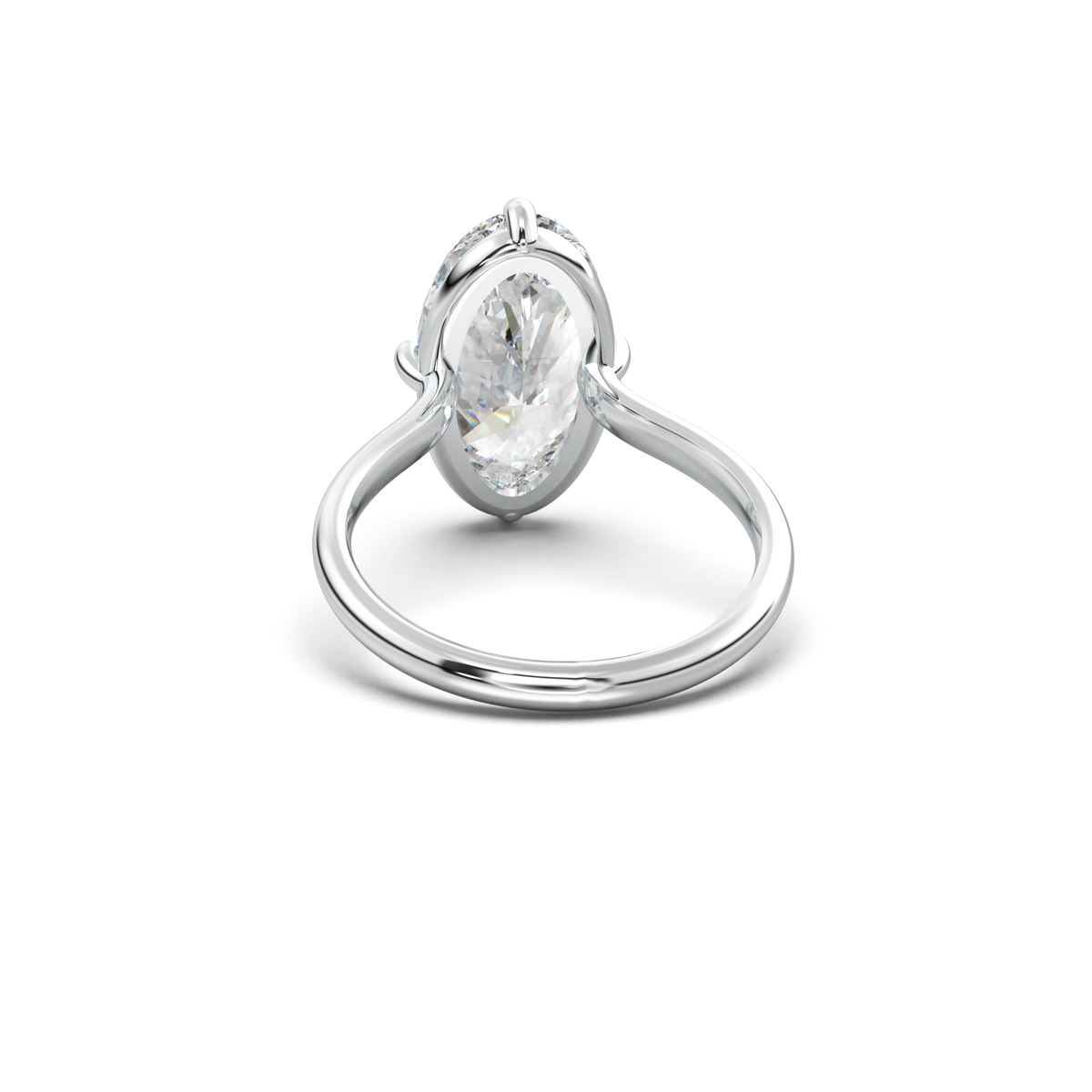 Elongated Moval Solitaire Engagement Ring