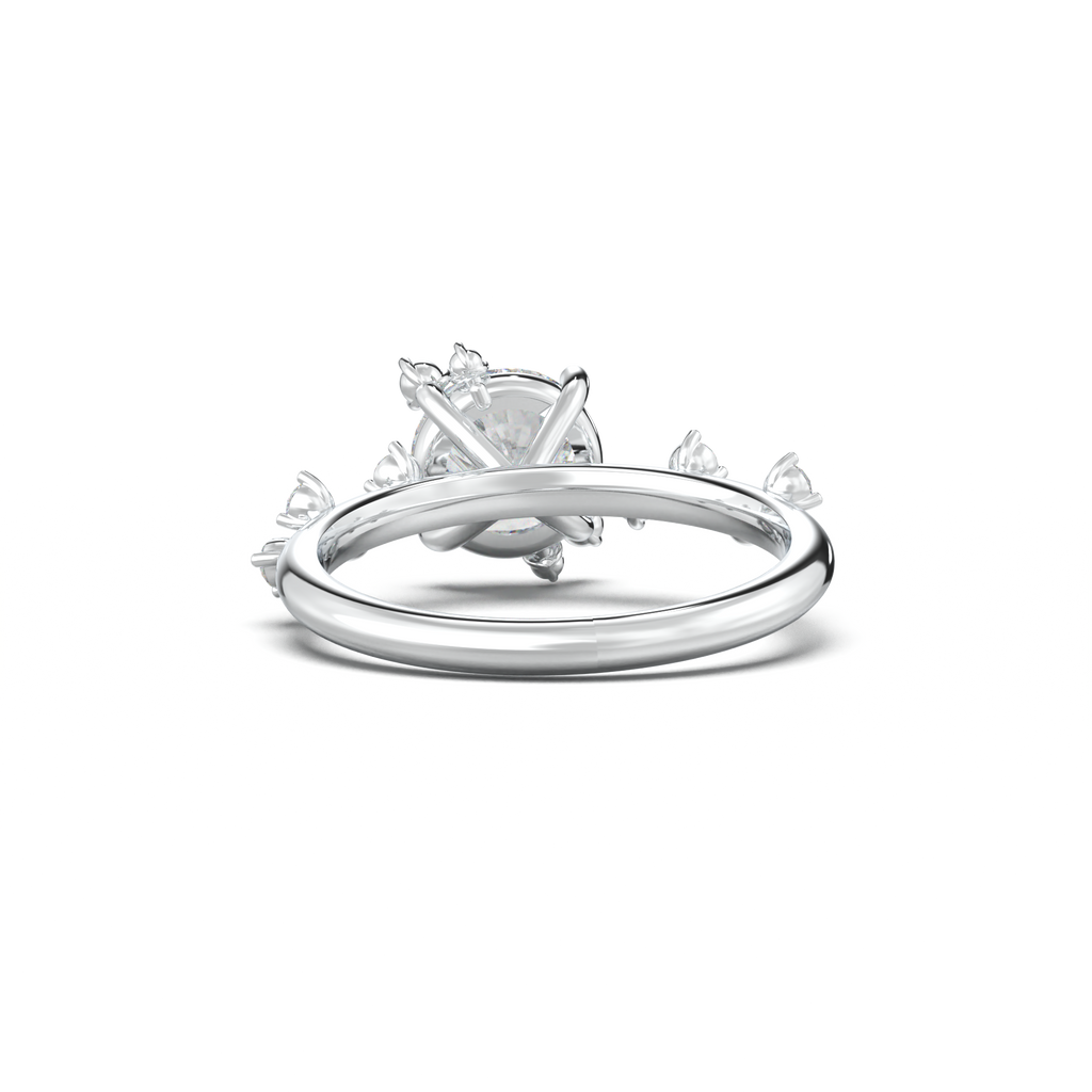 Round Botanical Accent Engagement Ring