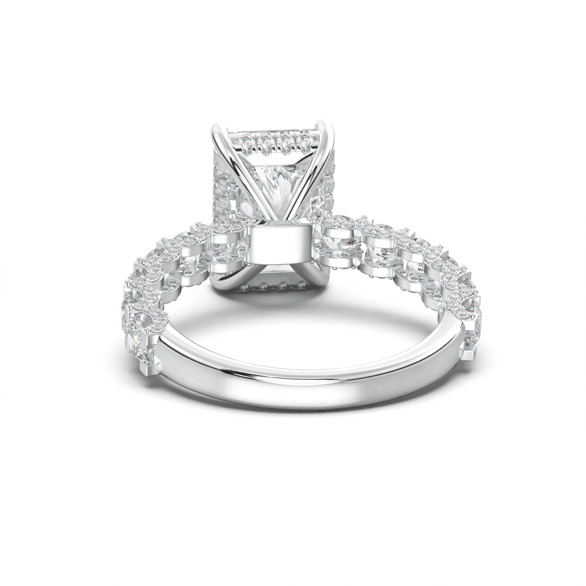Radiant Diamond Band Engagement Ring