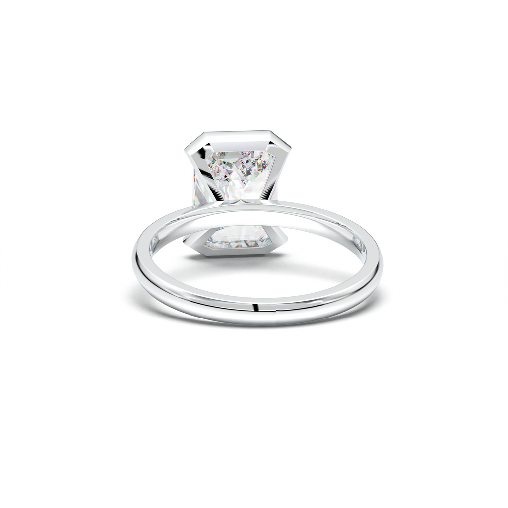 Emerald Cut Half-Bezel Engagement Ring