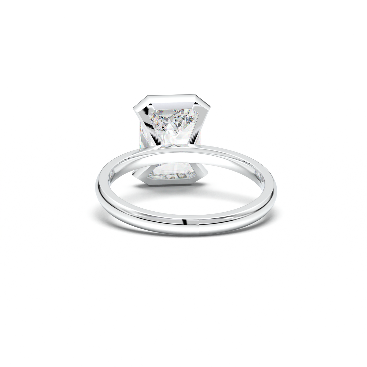 Emerald Cut Half-Bezel Engagement Ring