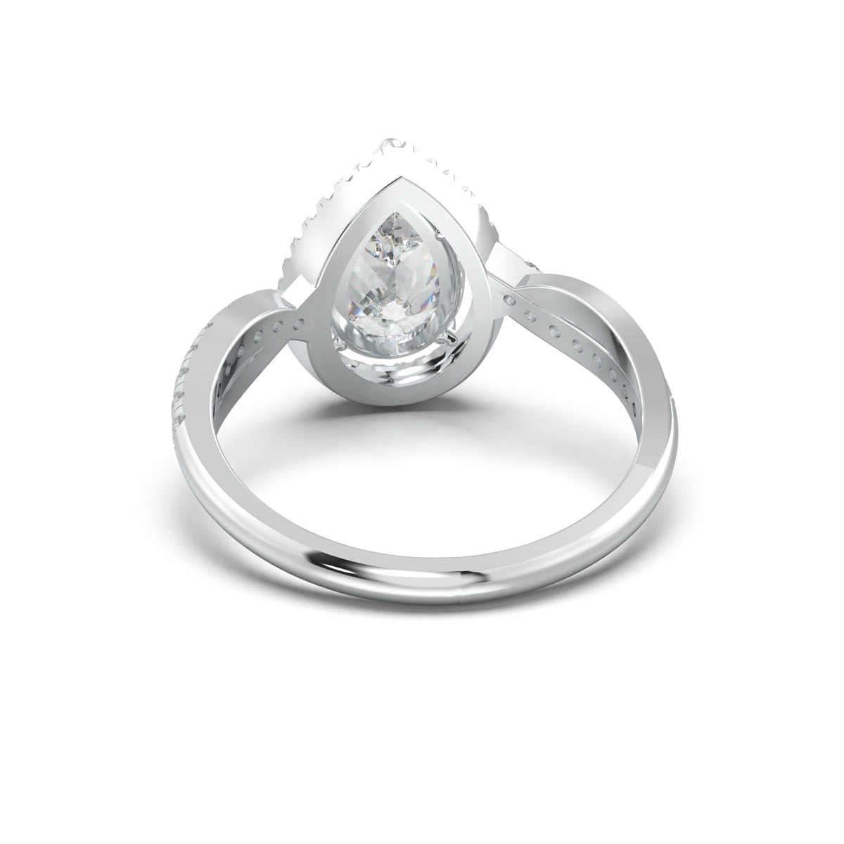 Pear Halo Twisted Pavé Engagement Ring