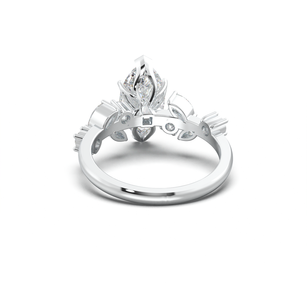 Marquise Mixed Side-Stone Engagement Ring