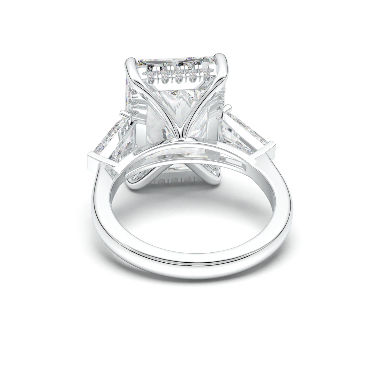 Radiant Baguette Hidden Halo Engagement Ring